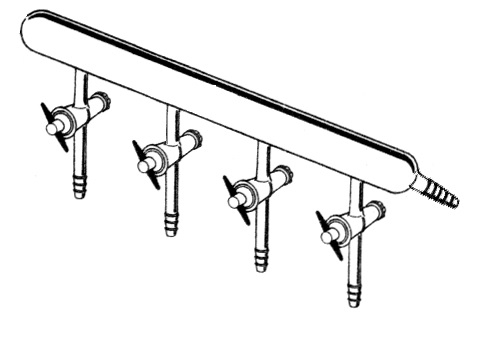 Vacuum Manifold, Teflon® Stopcocks, Hose Connection At Right Side