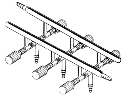 Manifold, Vacuum/Inert Gas, Double, With Front- Right & Rear-Left