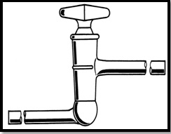 Stopcock, Glass, Hollow Plug, Offset, High Vacuum