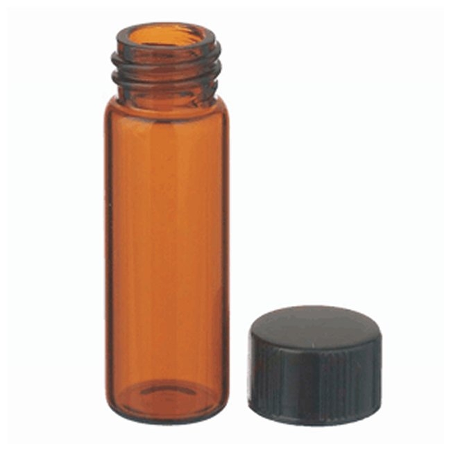 Amber Glass Sample Vials with White Rubber Lined Phenolic Screw Caps