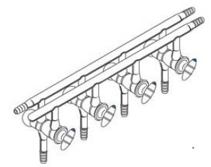 Manifold, Vacuum/Inert Gas, All Glass, Front-Right & Rear-Left-Right