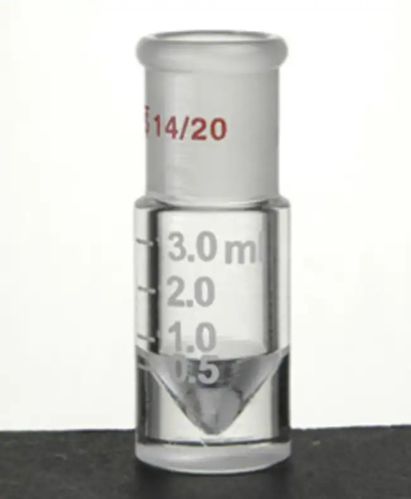 Conical Reaction Vial, 14/20, Graduated